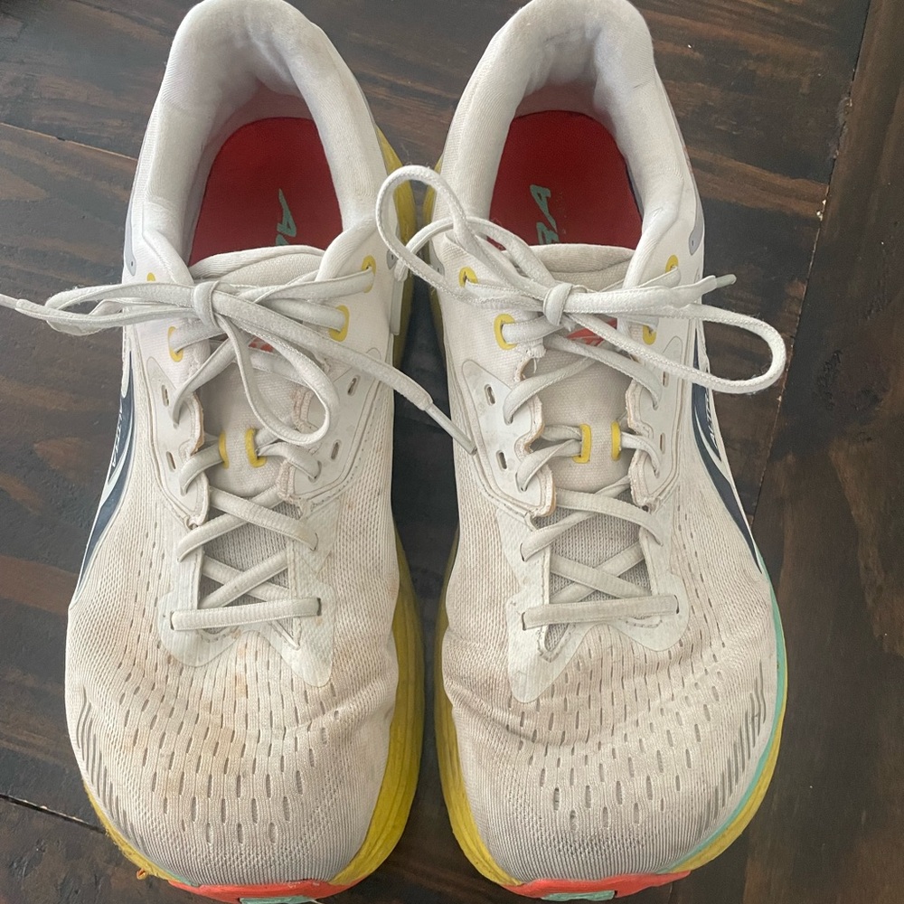 Altra White and Yellow Athletic Shoes